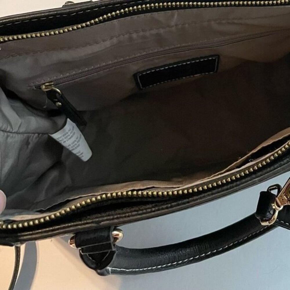 Anne Klein Satchel Bag Faux Leather Crossbody Tote Gold Hardware Quiet Luxury - Picture 10 of 16